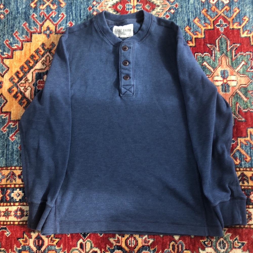 Eddie Bauer Blue Henley Long Sleeve Shirt Medium